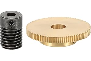 uxcell Worm Gear Set 100T 0.5 Module 100:1 Reduction Rate, Right Rotation Drive Gear Box Wheel Reduce Transmission Part (Bras