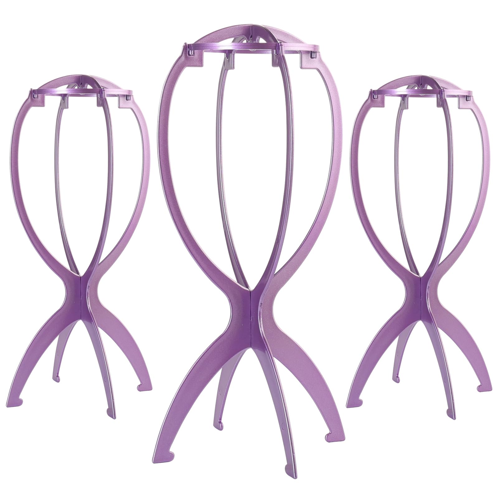 Dreamlover Wig Stands, Plastic Wig Holders, Cap Stands, Purple, 3 Pack