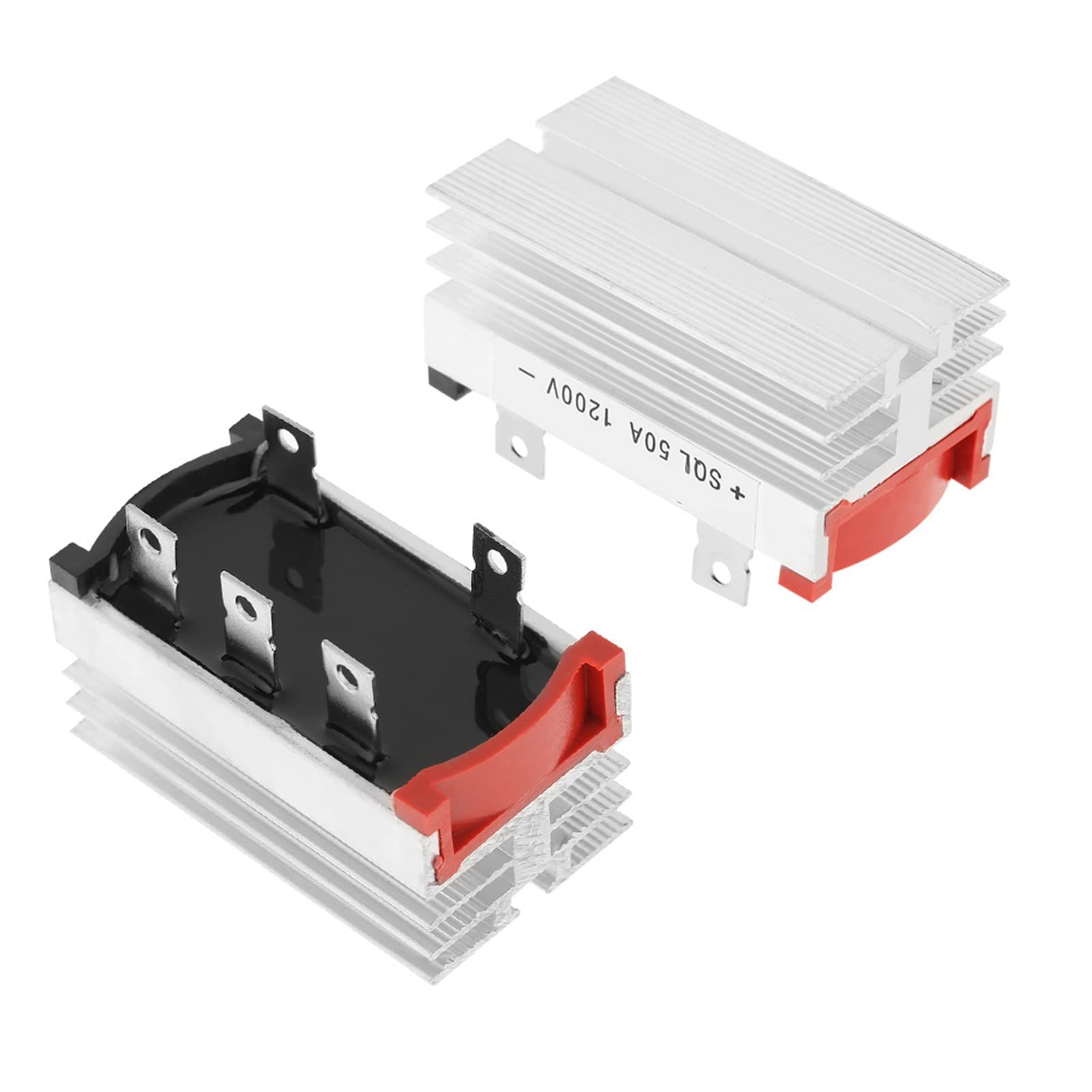 2pcs Bridge Rectifier, 50A 1200V 3 Phase Diode Bridge Rectifier Module with Heatsink AC to DC 6x3.5x4cm / 2.4x1.4x1.6inch