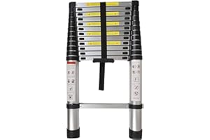 mitoharet 12.5FT Telescoping Ladder, Lightweight Collapsible Ladders, Aluminum Retractable Ladder, Single-Sided Ladder Telescopic Compact Ladders for Home,330LB Capacity