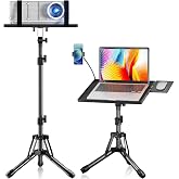 KOOV Projector Stand Adjustable Height 20" to 61" | Foldable Projector Tripod Stand with Mouse Tray &amp; Phone Holder, Perfect for Office Home Stage Studio DJ Racks Podium Stand