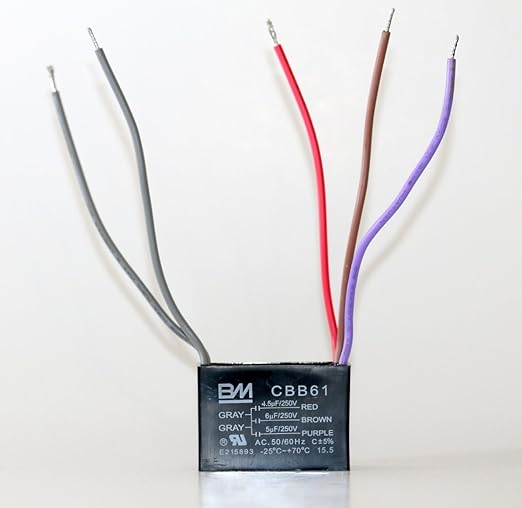 Amazon Com Ceiling Fan Capacitor Cbb61 4 5uf 6uf 5uf 5 Wire Home