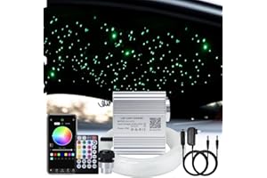 AKEPO Upgraded 10W Twinkle+Music Effect+APP Control Fiber Optic lights kit for Star Ceiling Sky Light Car/Home, RGBW Light Engine+Optical Fiber Cable 295pcs of 9.8ft/3m(0.03+0.04+0.06in)+28key Remote