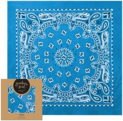 Bandanas by BANDANA SOUL - 100% Cotton Headband - 21.5 x 21.5 inches (Blue)