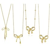 Zobnexts Gold Bow Necklaces for Women Trendy Cute Bow Pendant Choker Chain Necklace Dainty Bow Jewelry Christmas Gifts