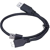 USB 3.0 Y Shape Power Data Cable, USB to USB 2.0 + Micro B Male to Male for Mobile Hard Disk, External Hard Drives