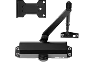 SOPHIA Automatic Door Closer Commercial, Auto Door Closer for Home Size 3 DK500, 3H Fire-Rated Hydraulic Door Closer Residential & Life Size Fitting Template, UL Listed, ANSI Grade 3, Matte Black