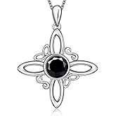UYBNRK Key Triple Moon Goddess Necklace Nudo De Bruja Plata Original Witches Knot Necklace Crystal Necklaces for Women Sterling Silver Crystal Pendant Jewelry Gifts for Women