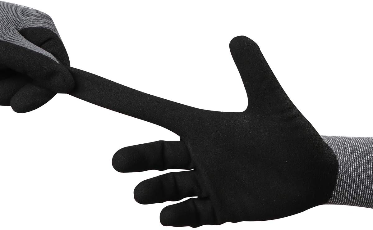 Safety Work Gloves MicroFoam Nitrile Coated-3 Pairs Pack, Seamless Knit Nylon Glove with Black Micro-Foam Nitrile Grip, Ideal for General Purpose, Automotive, Home Improvement, Painting(Large) - - 