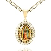 J&H DiaJuvelo Catholic Virgin Mary Necklace for Women 14K Gold Plated Virgen de Guadalupe Necklace Mother Mary Cubic Zirconia Virgin Mary Pendant Catholic Jewelry for Women Charm Gifts