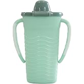 Mommy's Helper Pouch Mate Baby Food Pouch Holder, No-Squeeze, Tidal Teal | No-squeeze food pouch holder with soft spout, gripper handles and snap-shut cap; fits most large and small baby food pouches.