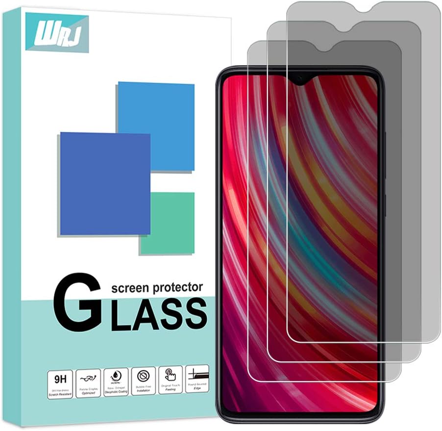 [3 Pack] WRJ Privacy Compatible Screen Protector for Xiaomi Redmi Note 8 Pro, 9H Hardness Tempered Glass,Lifetime Replacement Warranty