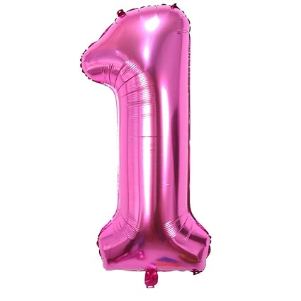 Amazon Com Langxun 40inch Pink Number 1 Foil Number Balloons For