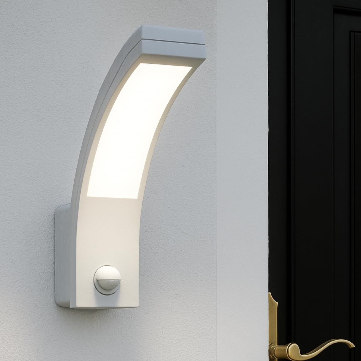 CGC Lighting LED Outdoor Wall Lights Mains Powered, Natural White 4000K, 10W, 900lm, Outside Lighting (White PIR)