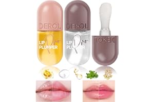 ROSARDEN 2PCS 8ML Lip Plumper Set, Extra Strengthen Plumping Lip Oil-Day and Night Lip Plumper Gloss, Instant Lip Gloss Plumper, Lip Filler Enhancer, Natural Lip Plumper Tool, Day and Night Lip Oil Set