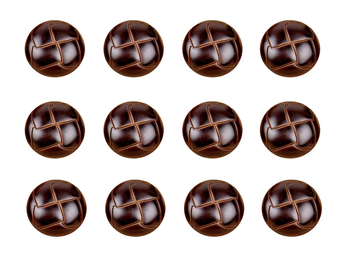 RECHERE 12 PCS Football Pattern Imitation Leather Style Plastic Shank Buttons Craft for DIYS Sewing Embellishment (Coffee,25mm)
