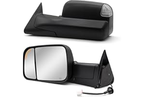 WLLW Towing Mirrors fit for 1998-2001 Dodge Ram 1500 2500 3500, 2002 Dodge Ram 2500 3500 Pickup Truck Power, Heated, Turn Signal, Arrow Signal Light, Manual Flip Up, Black