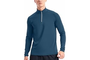Zengjo 1/4 Zip Pullover Mens Running Shirt Long Sleeve