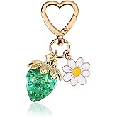 Wikavanli Cute Strawberry Keychain,Bag Charms,Kawaii Heart Flower Daisy Key chains Accessories Decor for Women Girls Purse