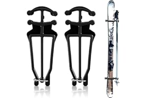 BOXOB Cross Country Skis and Poles Holder, Universal Ski Pole Clips Holder Ski Pole Carrier Ski Accessories, 1 Pair, Black