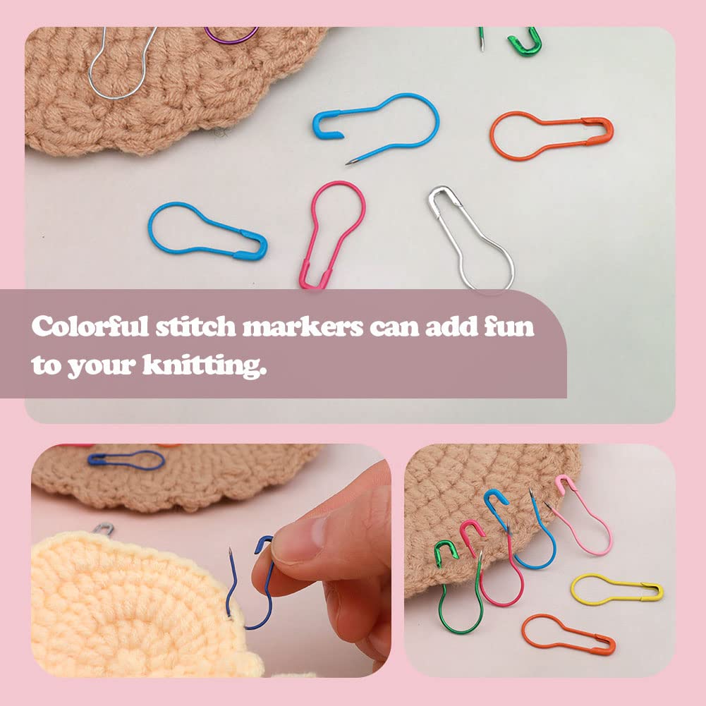 LUNARM 600 PCS Safety Pins, Colorful Metal Knitting Bulb Pins with Storage Box 15 Colors Stitch Markers for Clothing Labels Crochet Stitch Markers DIY Craft Project