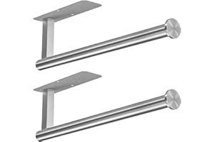 ASTOFLI Paper Towel Holder Under Cabinet No Drilling, Self Adhesive Paper Towel Holder Wall Mount for Kitchen Rack, Under Counter Napin Holder No Drill, RV, 304 Stainless Steel, Silver 2 Pack