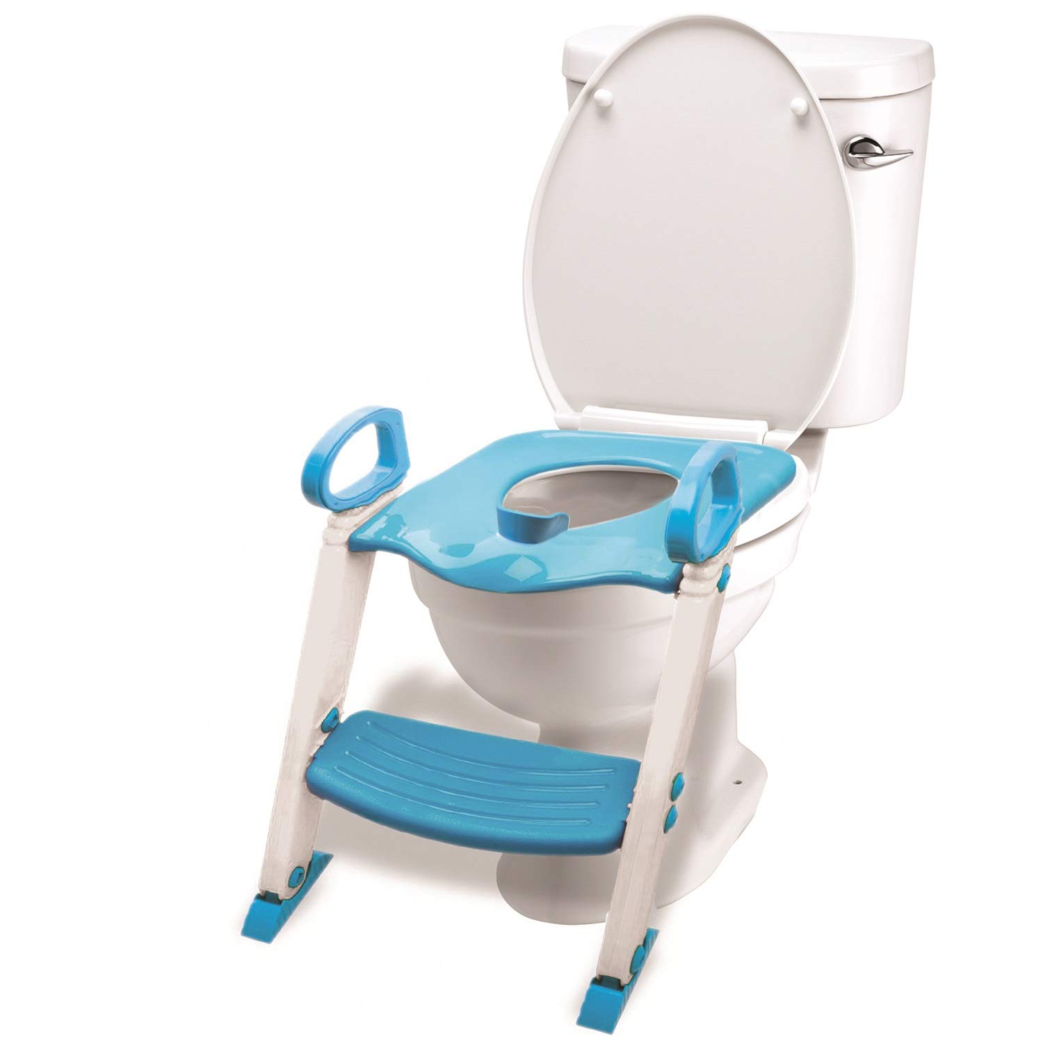 Potty Training Seat Toilet w/Step Stool Ladder & Splash Guard, Kids Toddlers Trainer w/Handles. Sturdy & Foldable. Non-Slip Steps & Anti Slip Pads. Adjustable Potty Chair - Boys Girls Baby (Blue)