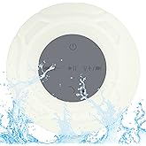 LUKADER Waterproof Bluetooth Shower Speaker Portable Wireless Water-Resistant Speaker Suction Cup,Built-in Mic Gifts for Kids Speakerphone Bathroom Kitchen - White