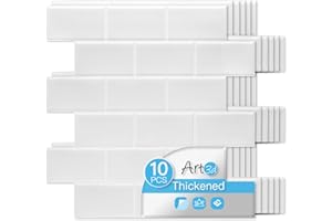 Art3d Peel and Stick Backsplash Tiles – 12"x12" White Washed Thicker Design, Self-Adhesive Wall Tile for Kitchen & Bathroom