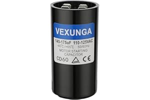 VEXUNGA 145-175 uF MFD 110-125 VAC 50/60 Hz Round Motor Start Capacitor CD60 Single Phase Capacitors for AC Motors Starting or Pool Pump or Well Pump