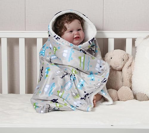 CREVENT Minky Baby Blanket for Girls Boys, Soft Plush Receiving - Technical View