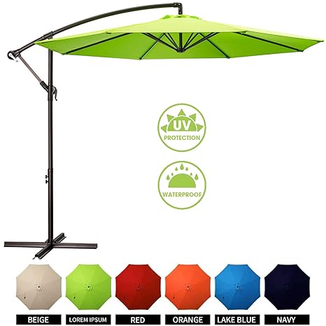 Muchenghy 10ft Patio Umbrella Offset Outdoor Sunbrella Umbrellas Uv Protection Cantilever Hanging Umbrella Wind Resistant With 8 Sturdy Ribs Amazon In Garden Outdoors