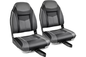 Goplus Low/High Back Boat Seats, Folding Boat Seat with Stainless Steel Screws & Aluminum Hinges, Thickened Sponge Padding, W