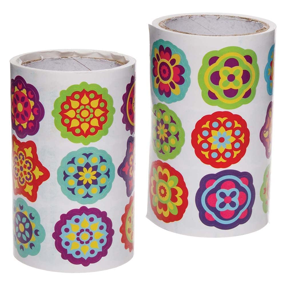 Baker Ross FE841 Rangoli Sticker Rolls - Pack of 600, Kids Stickers, Ideal for Children's Arts and Crafts Projects, Great for Card Making and Scrapbooking
