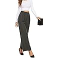 FUNYYZO Wide Leg Pants Women's High Elastic Waisted in The Back Business Work Trousers Long Straight Suit Pants