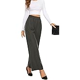 FUNYYZO Wide Leg Pants Women's High Elastic Waisted in The Back Business Work Trousers Long Straight Suit Pants