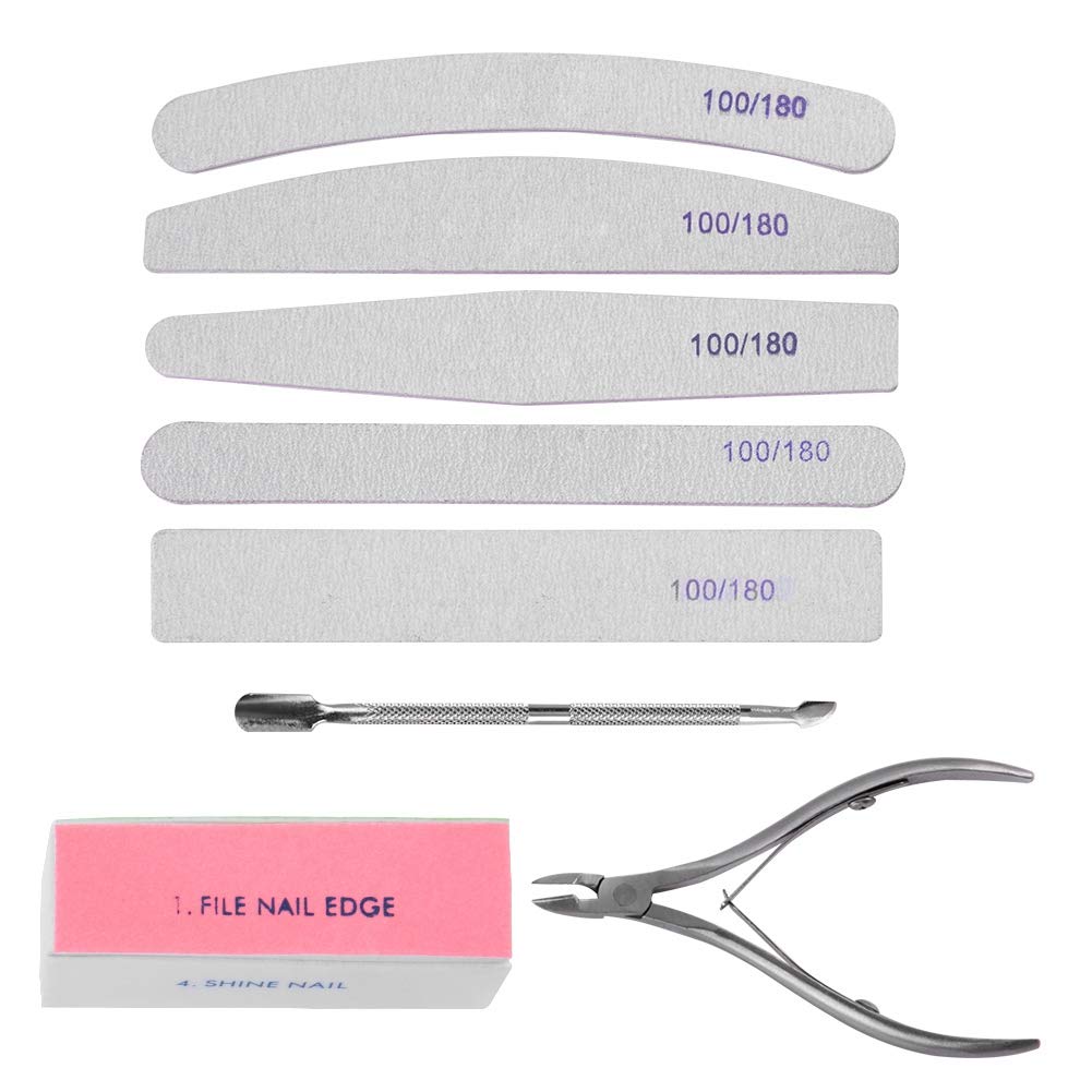Nail file set, professional nail manicure pedicure tools, with double-sided sanding files, nail polish, polishing pads