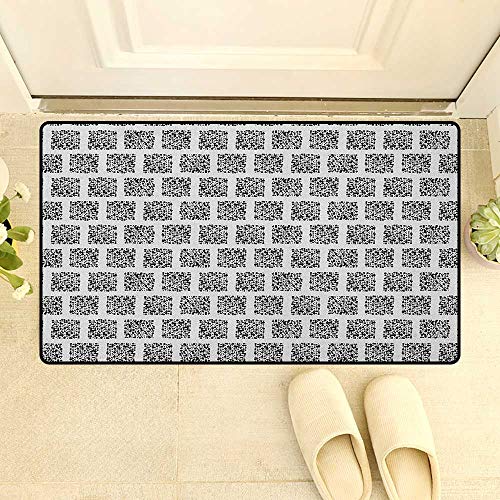 Abstract Door Mats for Inside Non Slip Backing Square Shapes with Doodle Little Dots Retro Style Halftone Effect Design Size:32"x48" Black and Coconut
