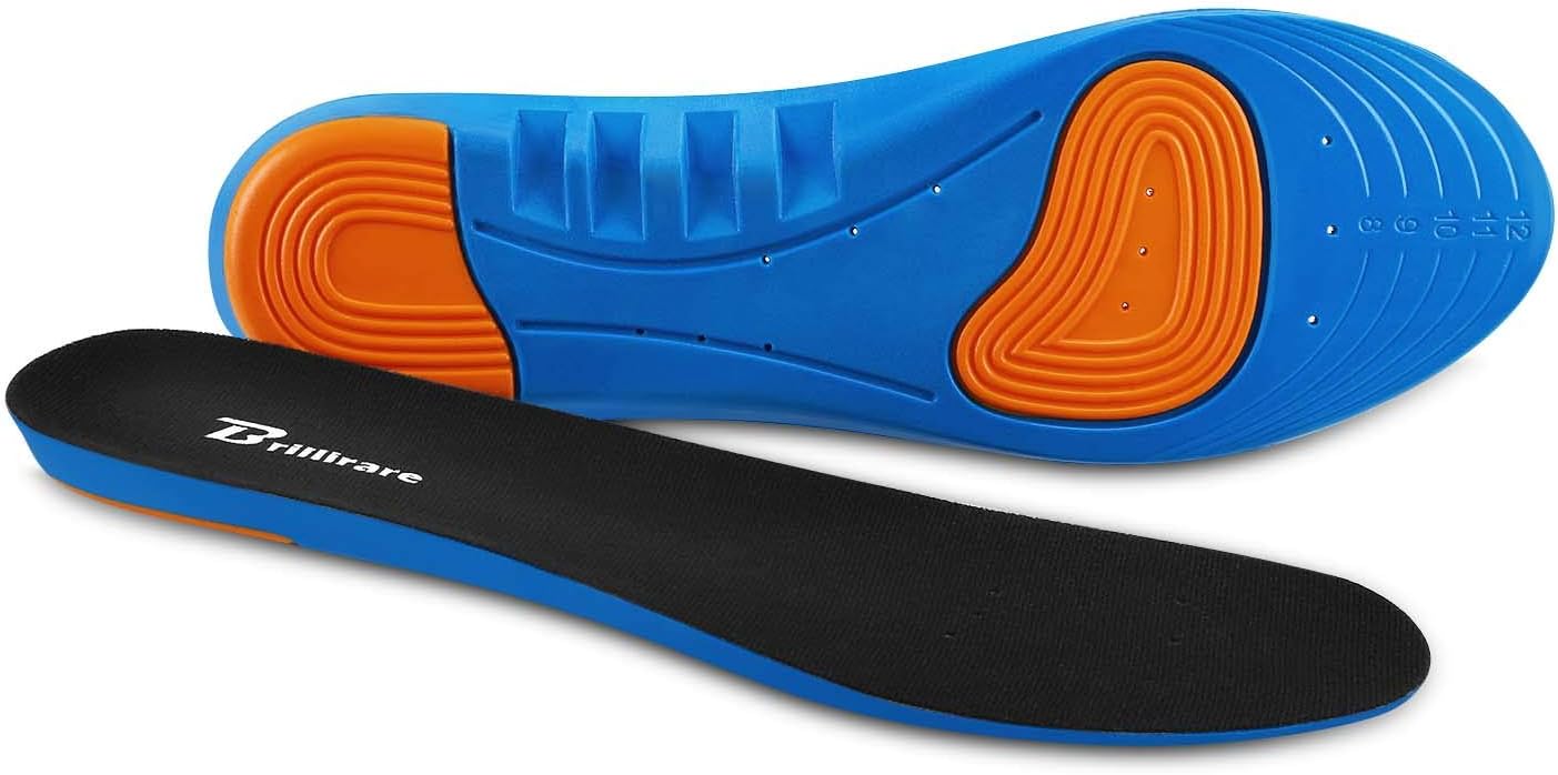BRILLIRARE Insoles, Arch Support Orthotics, Heavy Duty Shoe Insert, Full Length Shoe Insole to Distribute Weight and Absorb Shock, Relieve Foot Pain for Running, Men's 8-13 Women's 10-15, Blue: Health & Personal Care
