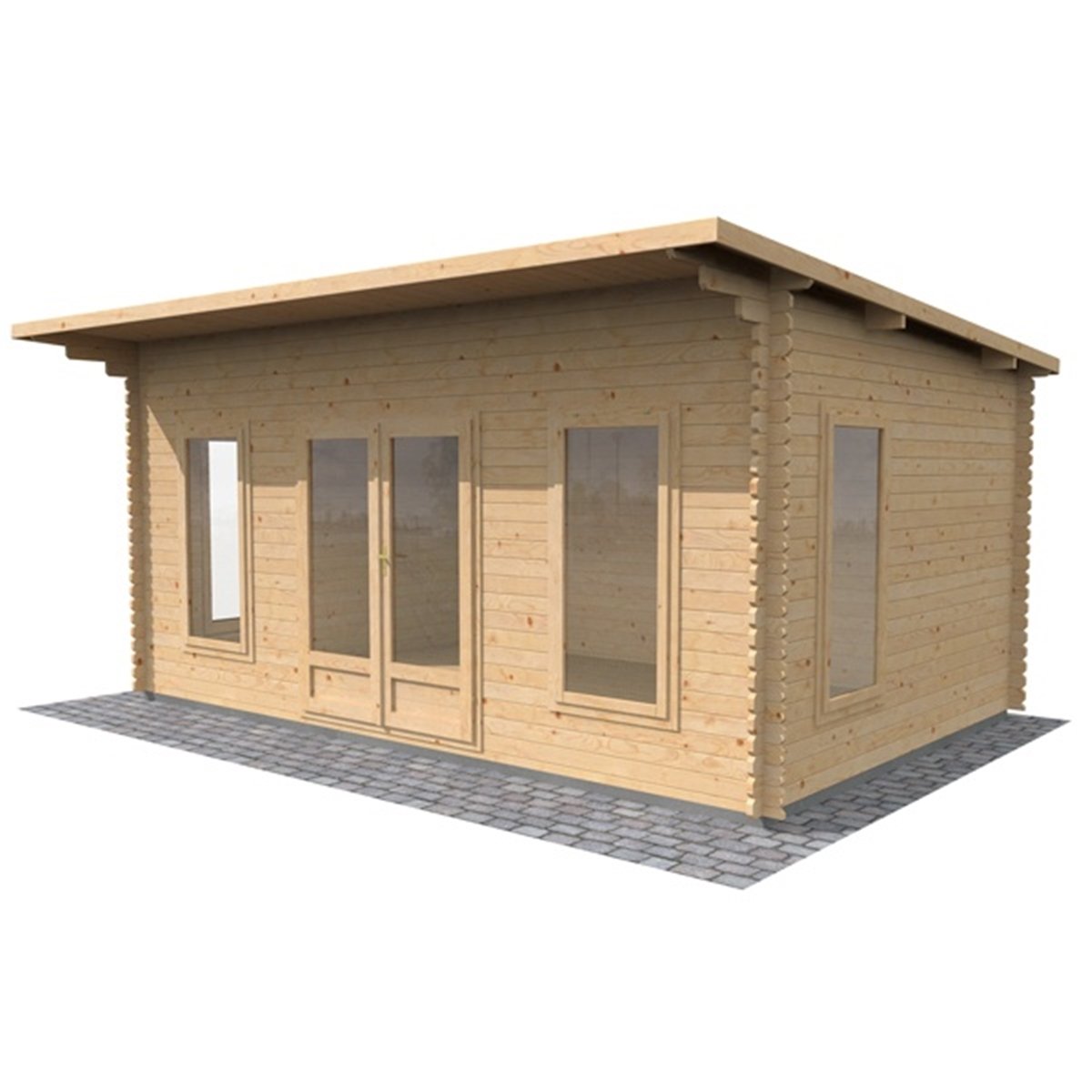 17ft X 13ft 5 2m X 4m Premier Pent Log Cabin Single Glazing