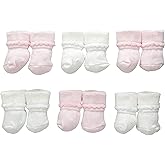Jefferies Socks Baby Girls Boys Rock-A-Bye Bootie Socks 6 Pack, White/Pink, 0-9 Months