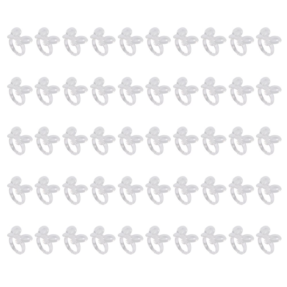 50Pcs/Set Polish Gel Nail Chart Ring, Flower Butterfly Manicure Tip for Nail Art Color Display Tool(Clear Butterfly)