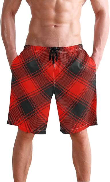 red mens swim trunks