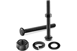 1/4-20 x 4 Hex Head Screw Bolt, Nuts, Flat & Lock Washers, 20Pcs 18-8 (304) Stainless Steel, Fully Threaded, Black Oxide by SG TZH