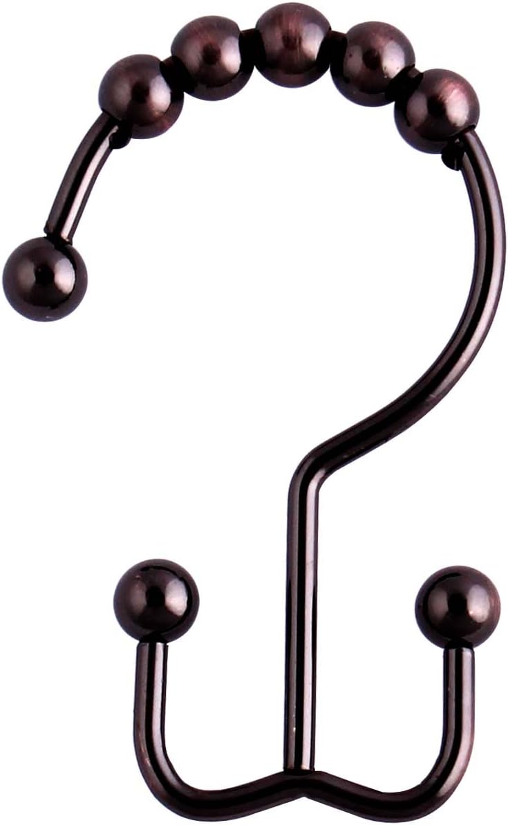 Utopia Bedding Shower Curtain Hooks Shower Rings Double Glide Roller - Polished Chrome - Set of 12 Rings (Bronze): Home & Kitchen