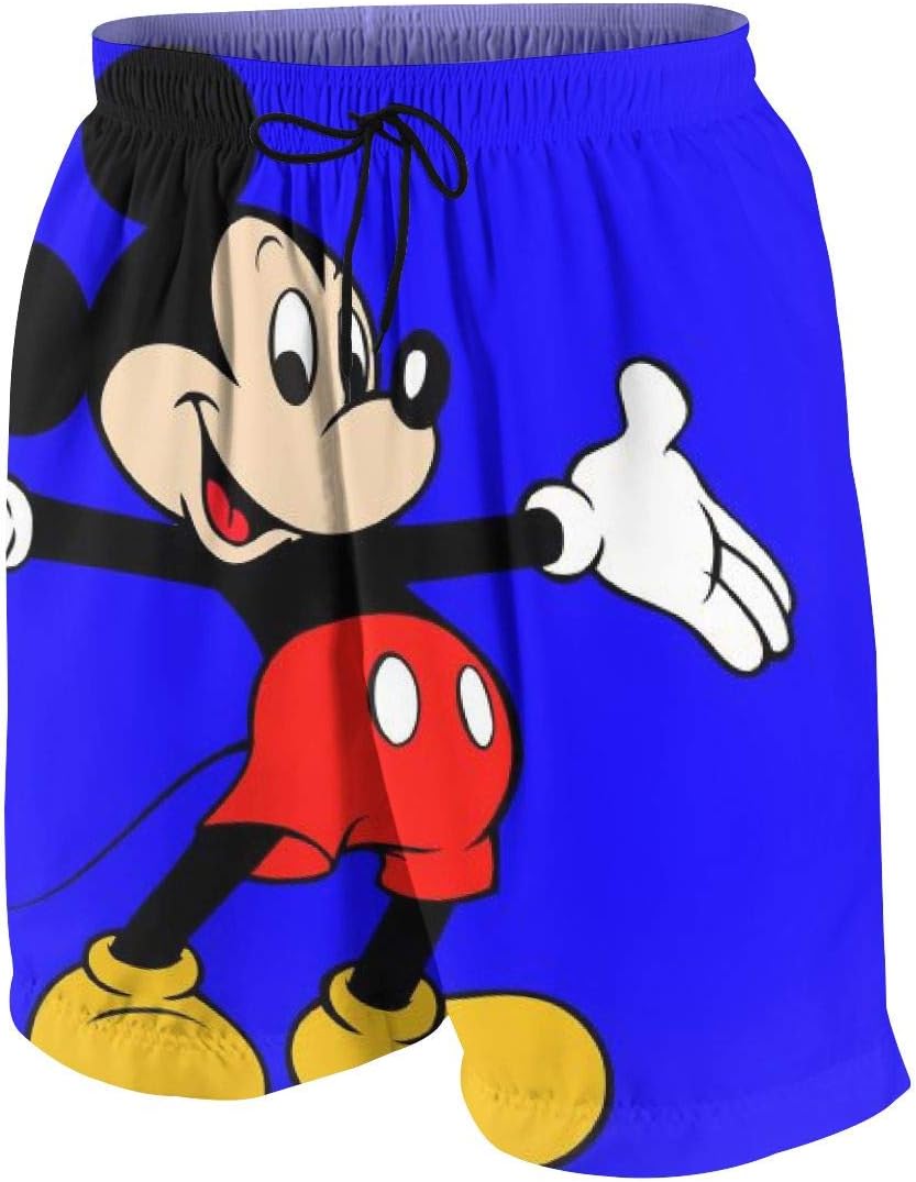 Swim Trunks Happy Mickey Mouse Quick Dry Beach Board Shorts Bathing Suit with Side Pockets for Teen Boys