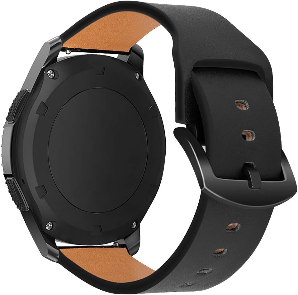 iBazal22 mm leather watch strap replacement for Samsung Galaxy Watch 3 45 mm/Samsung Galaxy Watch 46 mm SM-R805/800, Gear S3 Frontier/Classic SM-R760/770, Huawei GT/2 Classic, Ticwatch Pro