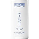 Native Sensitive Deodorant Contains Naturally Derived Ingredients, 72 Hour Odor Control | Deodorant for Women & Men, Aluminum Free with Baking Soda, Coconut Oil and Shea Butter, Cotton & Lily