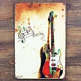 Tin Sign Purple Verbena Art- Music Guitar Retro Vintage, 812 Inches