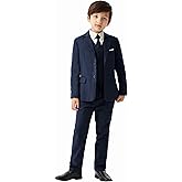 MAGE MALE Boys'5-Piece Suits Multiple Colour Tuxedo Formal Slim Fit Boys Suit Set with Suspenders and Adjustable Waist